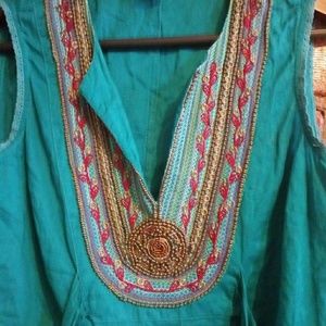 DONATED Forever 21 beaded turquoise boho top